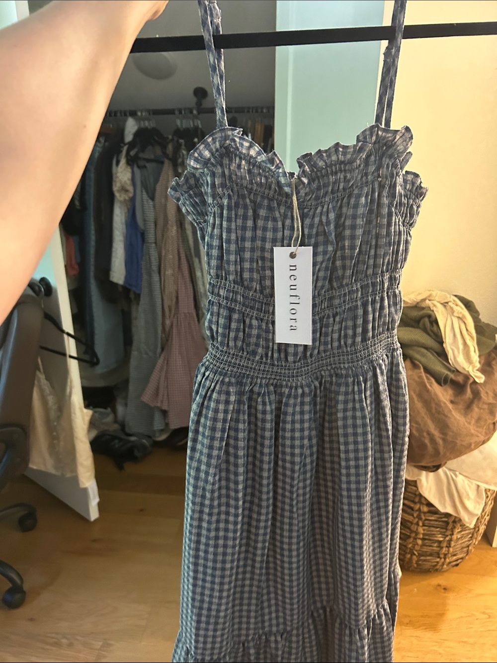 TRADE ONLY Neuflora Blue Gingham Smocked Sundress